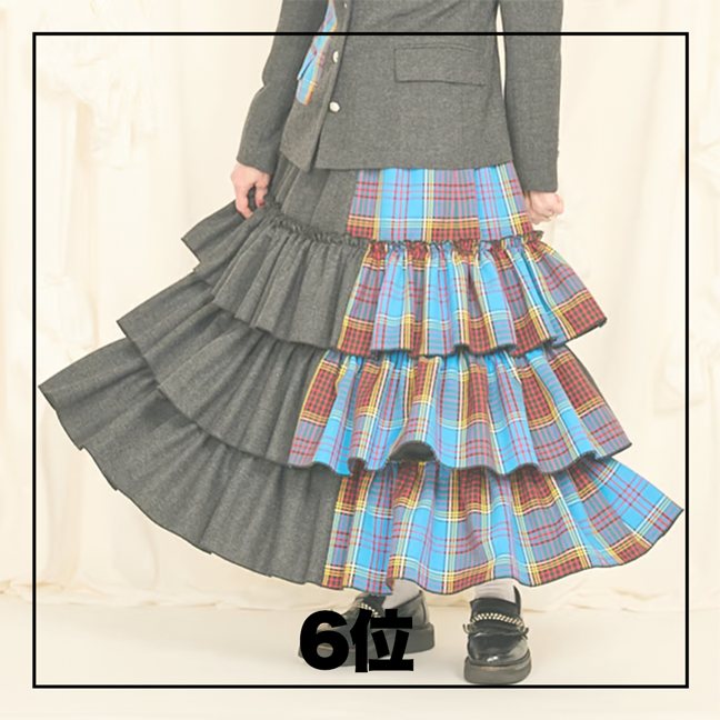 Herringbone×Check Skirt