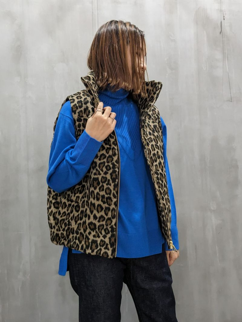 【20%OFFセール】MARGAUX VINTAGE(マルゴーヴィンテージ)|Leopard jacquard padding vest|MG JK-23112-A