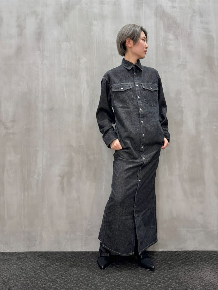 beautiful people(ビューティフルピープル)|dungaree denim Vshaped shirt dress|1445104021