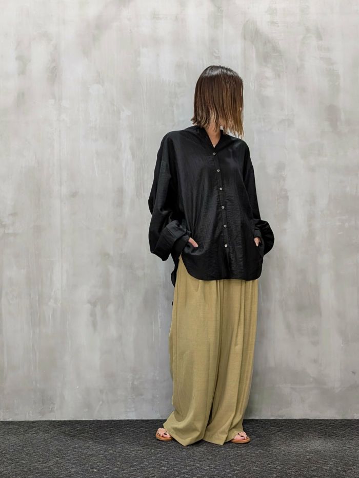 20％OFFセール】ayane（アヤン）｜麻混タックワイドパンツ