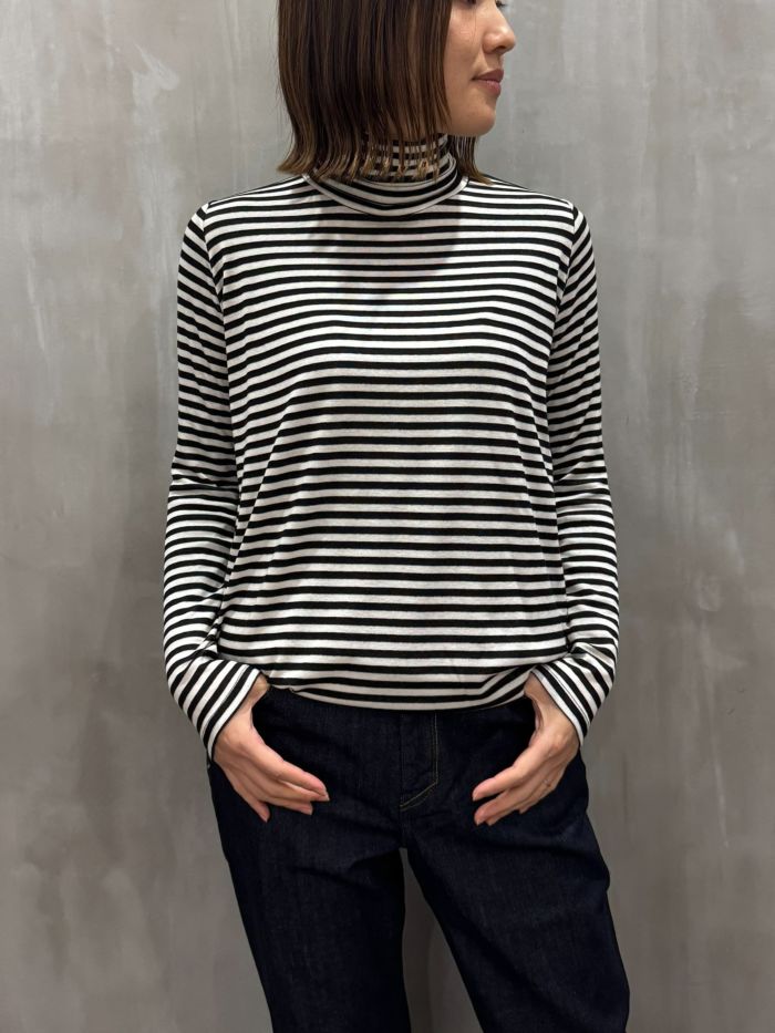De bon coer(ドゥボンクール)|ボーダー切替ハイネックトップス|21875A
