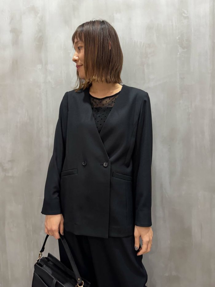 trois(トロワ)|ソフトリネンライクツイル ノーカラージャケット|T251-83005