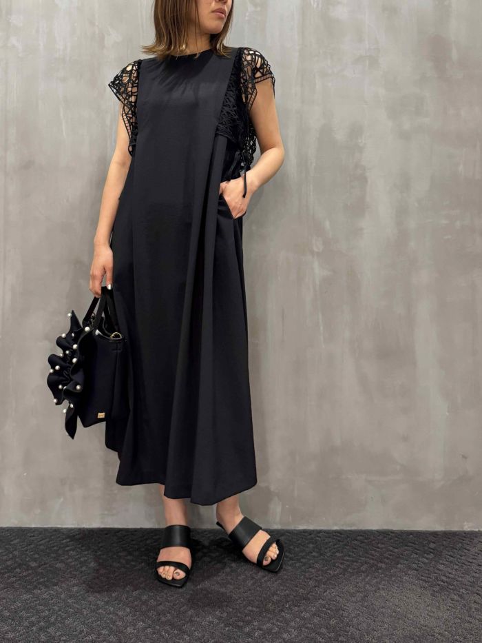 Lallia Mu(ラリア・ムー)|クロッシェレースドットドレス|2512326