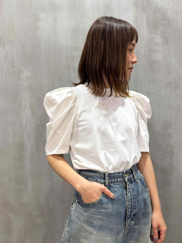 THOMAS MAGPIE(トーマスマグパイ)|47/2 Cotton Plain Gathered Sleeves T-shirt|2252824