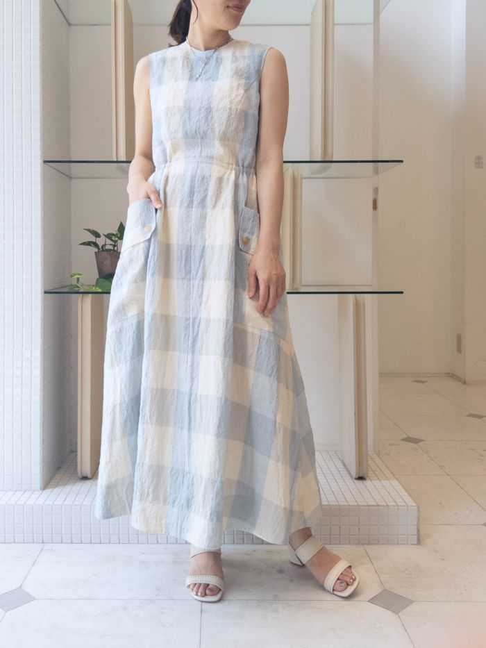 【20%OFFセール】BEATING HEART(ビーティングハート)|リネンチェックワンピース|BO212L1