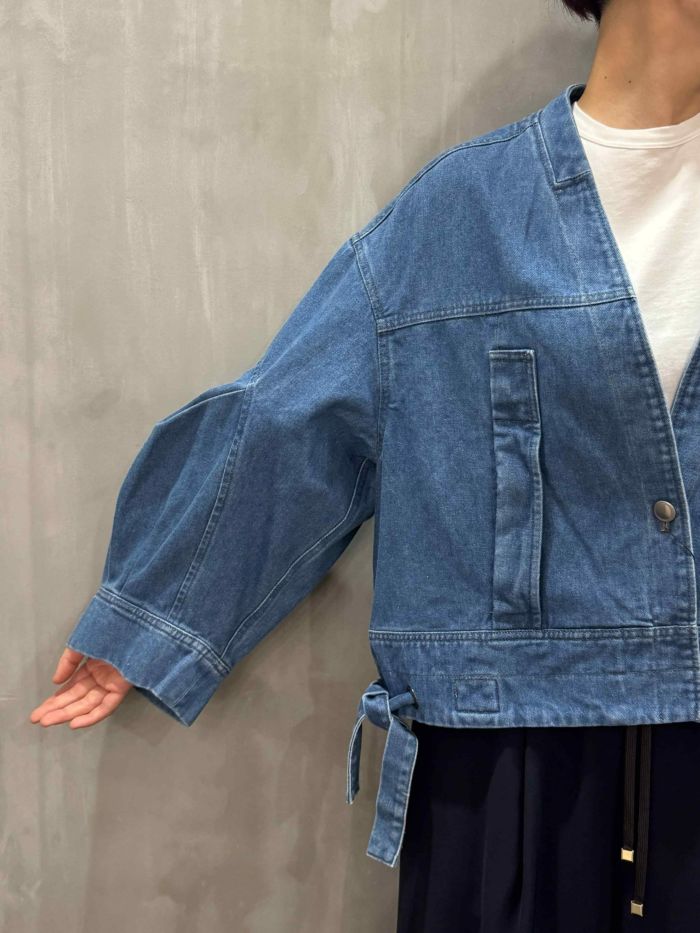 25SS 完売品 Lallia mu ラリアムー ノーカラーエンボスジャケット Lallia Mu ラリア・ムー ブルゾン 2512284 エンブロイダリー
