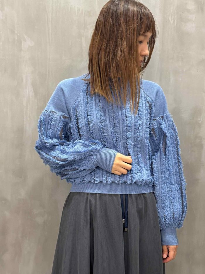 Lallia Mu(ラリア・ムー)|シアーフリンジプルオーバーニット|2513460