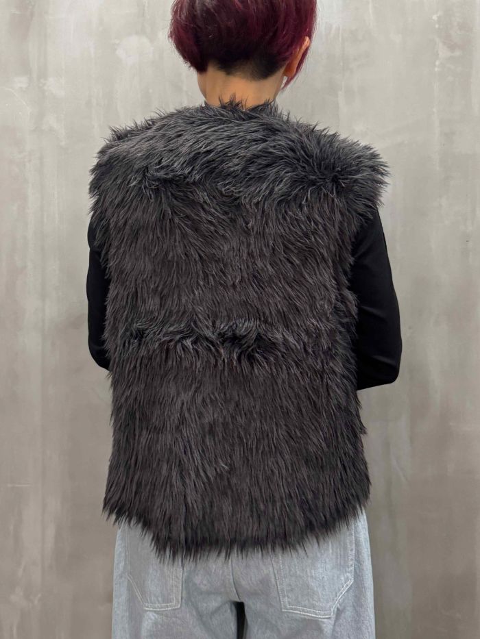 siwaly fluid シワリーフルイド　ロングジレ　エコファー　ベスト SIWALY fluid（シワリーフルイド）｜Eco Fur Knit Vest｜525308