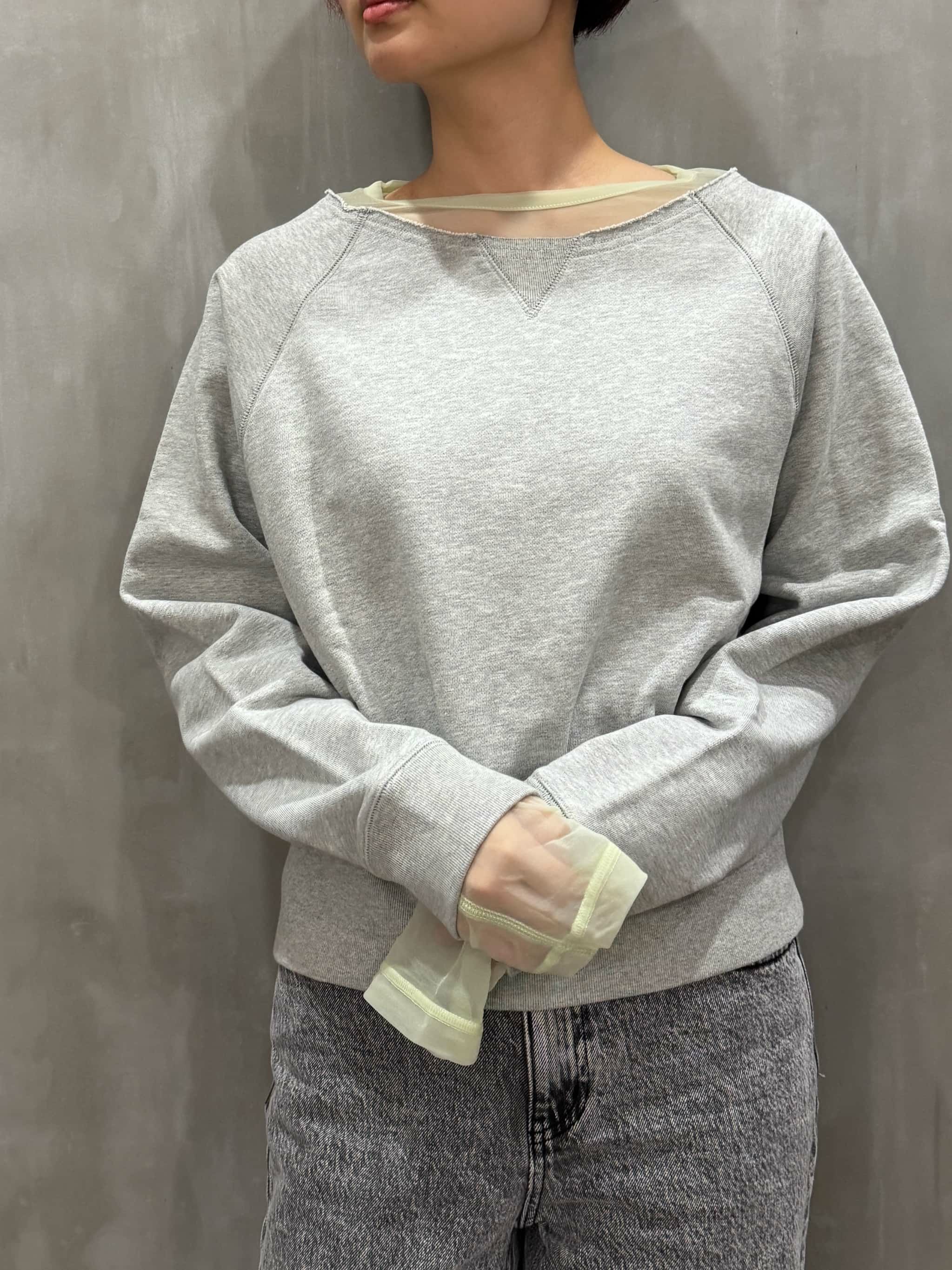 USU gallery トップス　スエット切り替えカットソー　美品 高レビュー/洗える/S-LL】楽して隠して体型カバー お袖切り替え