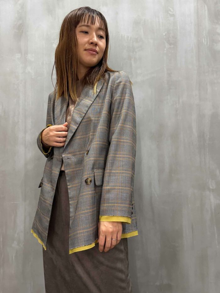 HERENCIA(ヘレンチア)|Bicolor Cutoff Check Jacket|H225306
