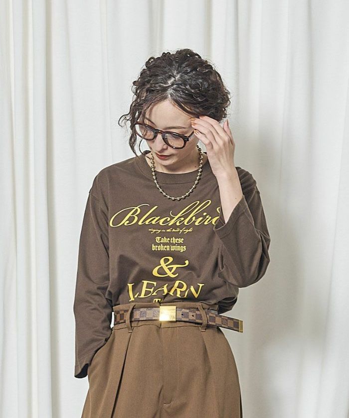 【3月入荷予定】THOMAS MAGPIE(トーマスマグパイ)|30/2 度詰め天竺Long Tshirt『Blackbird & LEARN TO FLY』|2261852