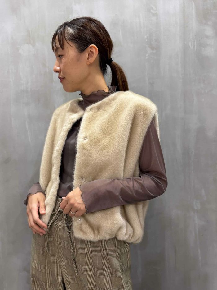 trois(トロワ)|エコファーバルーンショートジレ|T256-83053