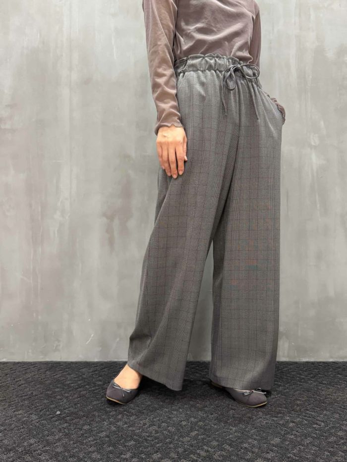 trois(トロワ)|ウーリッシュグレンチェックワイドパンツ|T256-87043