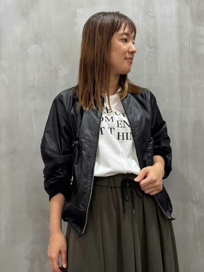 Lallia Mu(ラリア・ムー)|レザーライクサテンブルゾン|2513210