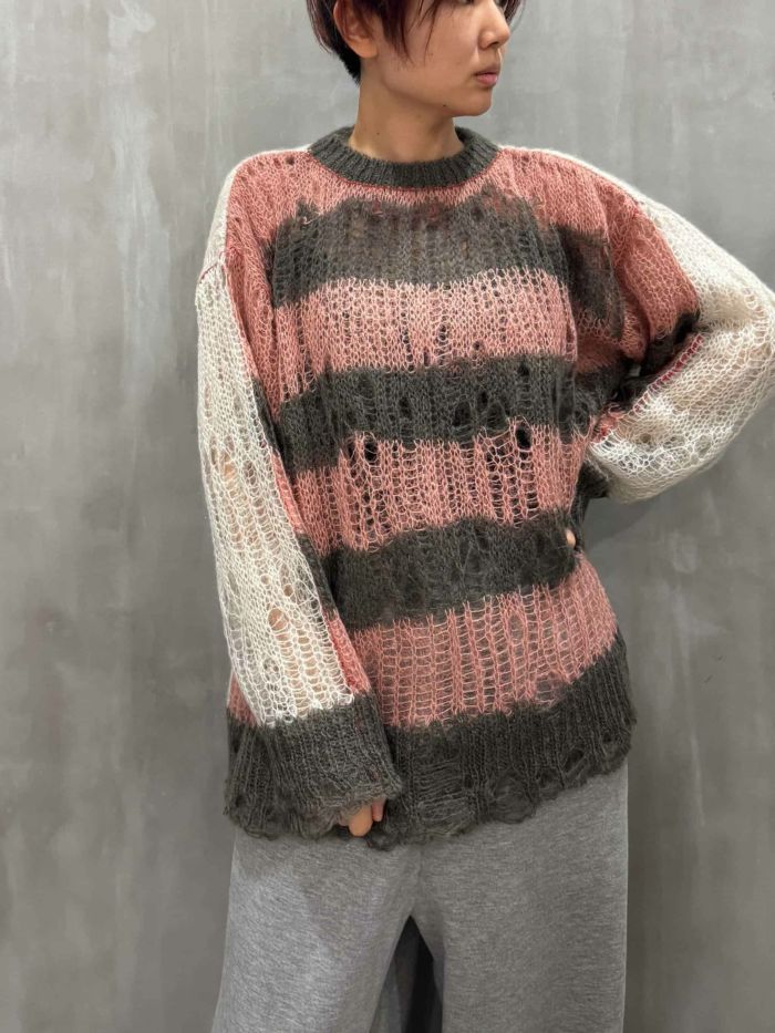 beautiful people(ビューティフルピープル)|flip wooledmohair damaged pullover|1545210006