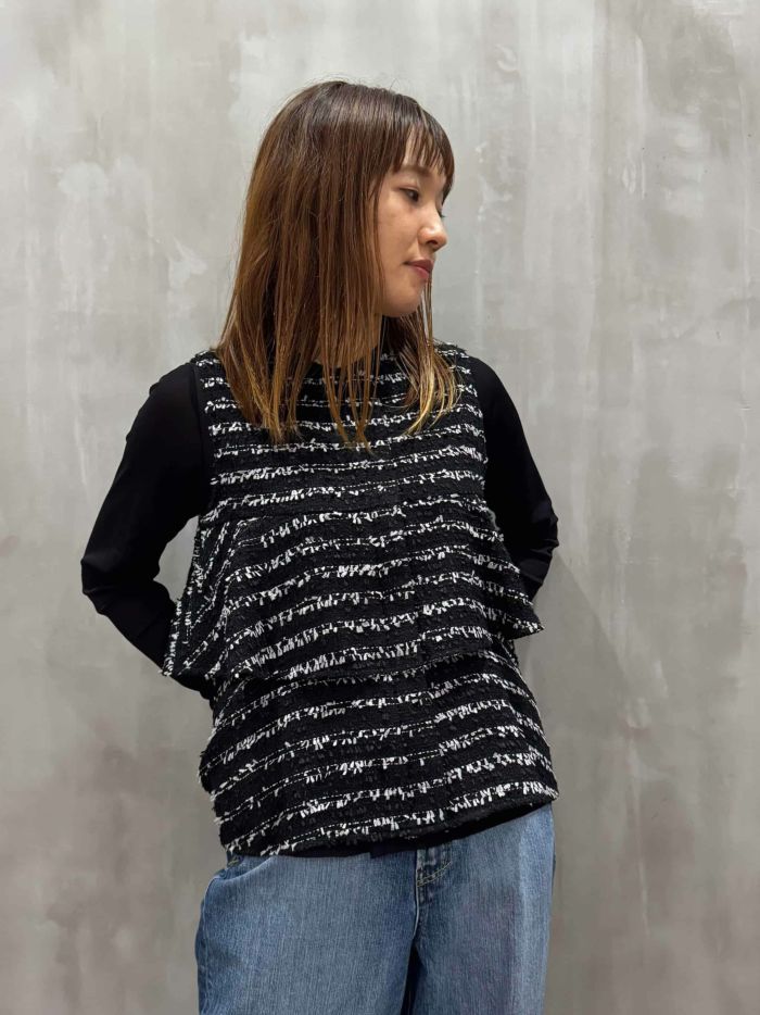 HERENCIA(ヘレンチア)|Ribbon Fringe Frill Vest|H225307