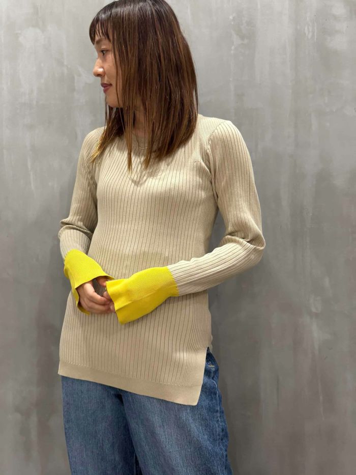 HERENCIA(ヘレンチア)|Two-Tone Ribbed Sleeve Knit|H625302