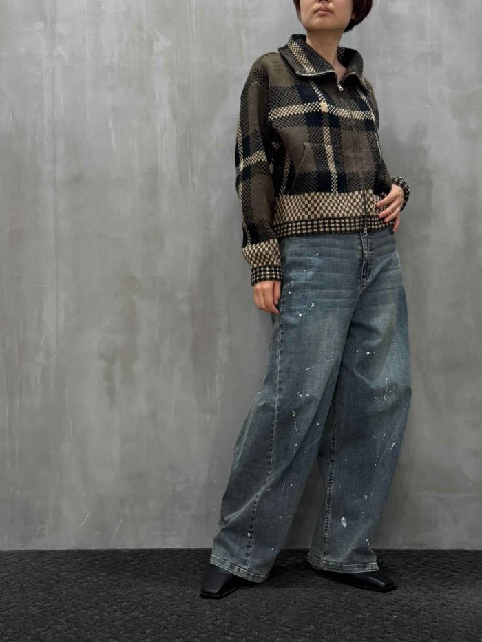 ayane（アヤン）｜ペイント加工バレルレッグデニムパンツ｜875815