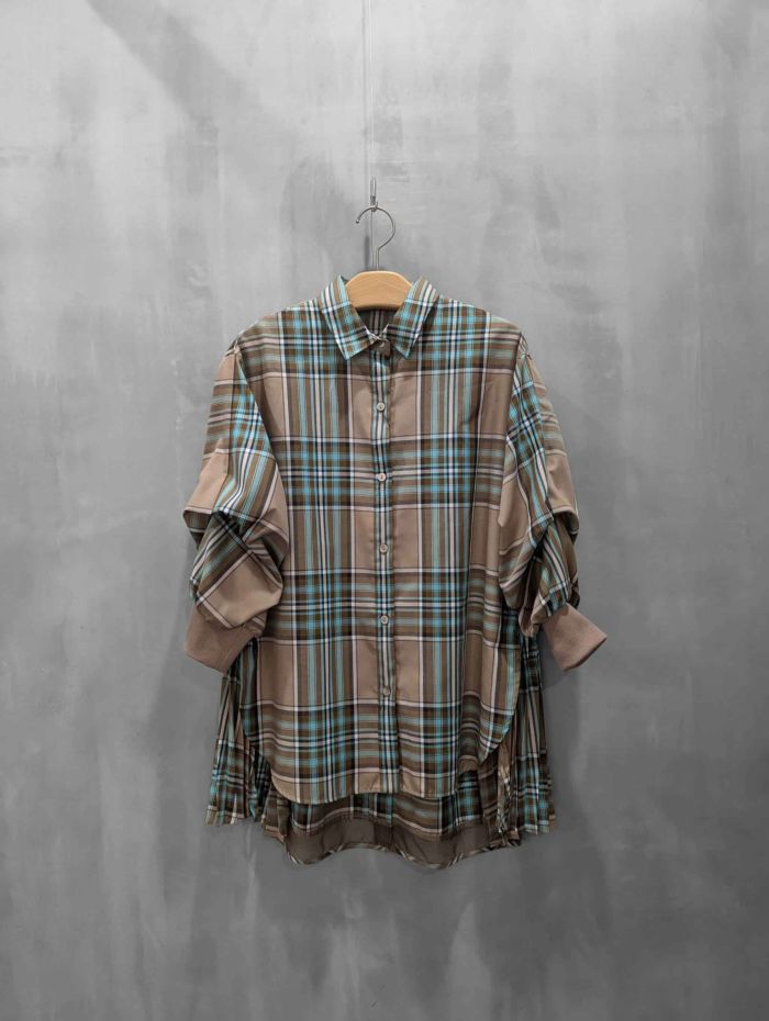 Lallia Mu(ラリア・ムー)|サイドプリーツチェックシャツ|2514613