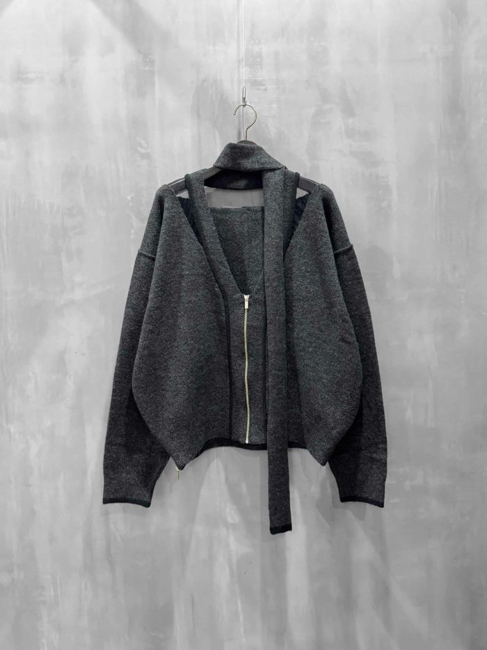 MAISON SPECIAL(メゾンスペシャル)|With Stall Tulle Slit Cardigan|21252365205