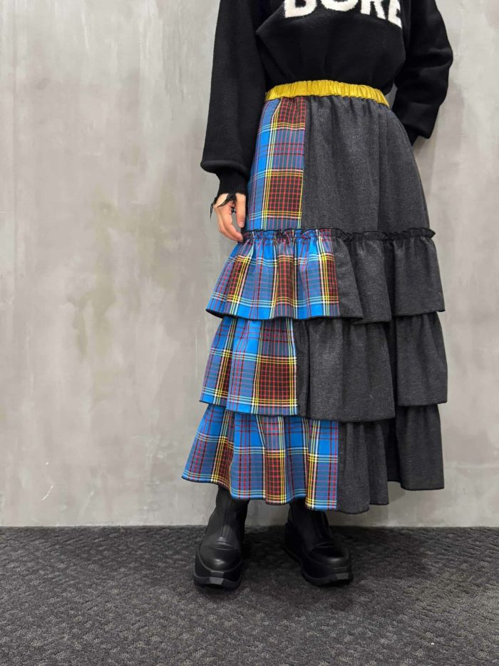 THOMAS MAGPIE(トーマスマグパイ)|Herringbone×Check Skirt|2254607