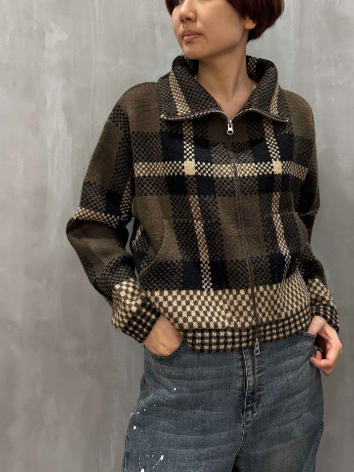 MARGAUX VINTAGE(マルゴーヴィンテージ)|ジャガードニットブルゾン|MG KN-25130-A