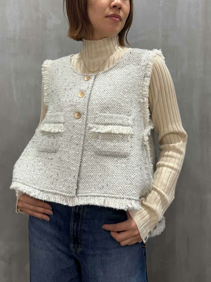 CYAN TOKYO(シアントーキョー)|ランダムラメツイードオープンベスト|507403