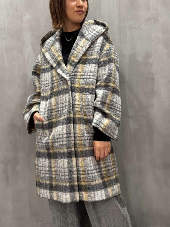 Lallia Mu(ラリア・ムー)|ビッグカラースライバーチェックコート|2514131