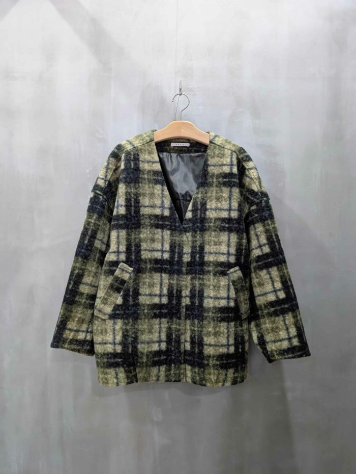 trois(トロワ)|マドラスチェック ボアブルゾン|T256-84065