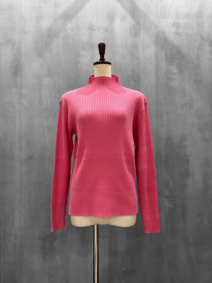 trois(トロワ)|テレコ無地&ボーダーハイネックニット|T256-88060