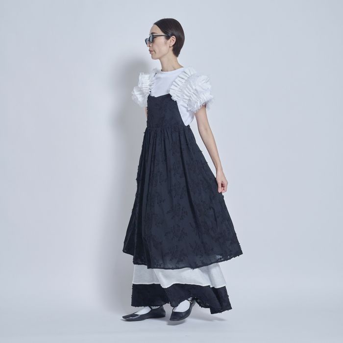 美品☆ トーマスマグパイ キルティングジャカードドレス 黒 ティアード ロング 4月入荷予定】THOMAS MAGPIE（トーマスマグパイ）｜C/E Embroidery