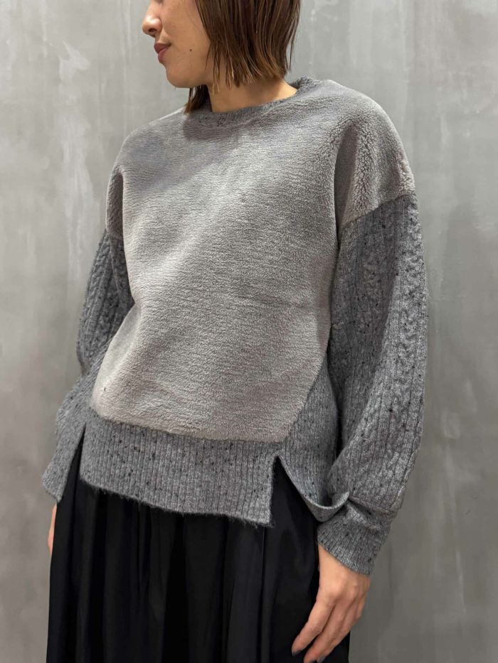 trois(トロワ)|MIXニット×ボア 切替プルオーバー|T256-88067